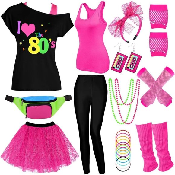 Other - 80s Costume Women Set Polyester Various Accessories for Retro Party